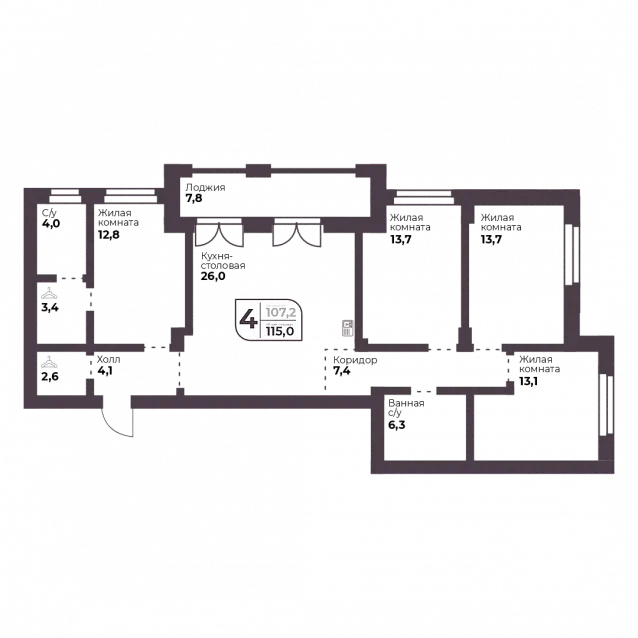 4-комнатная