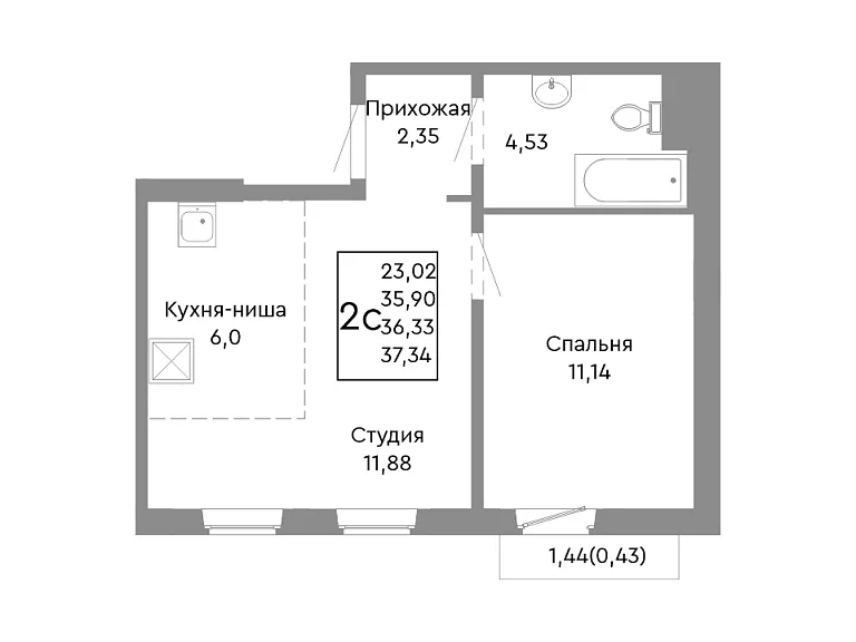 1-комнатная
