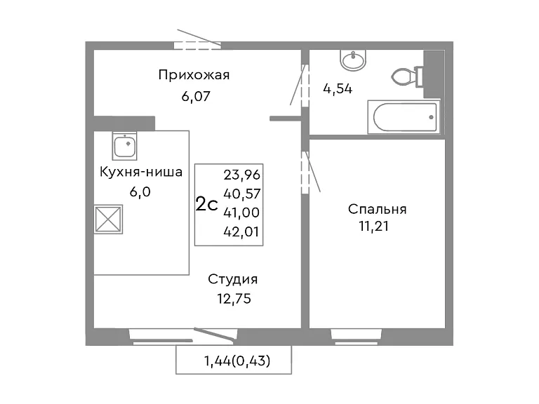 1-комнатная