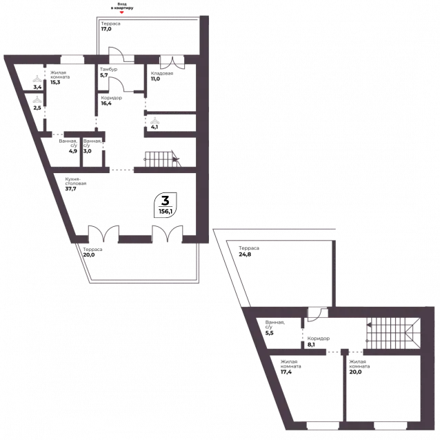 3-комнатная