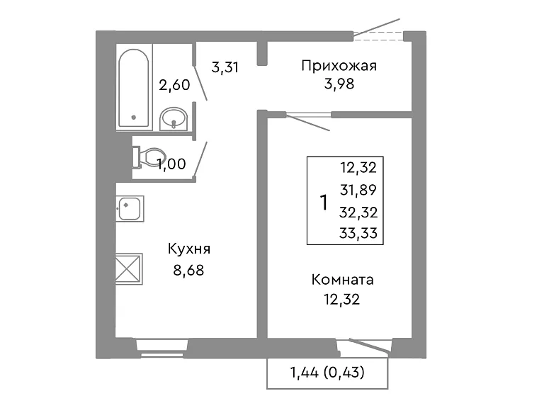 1-комнатная