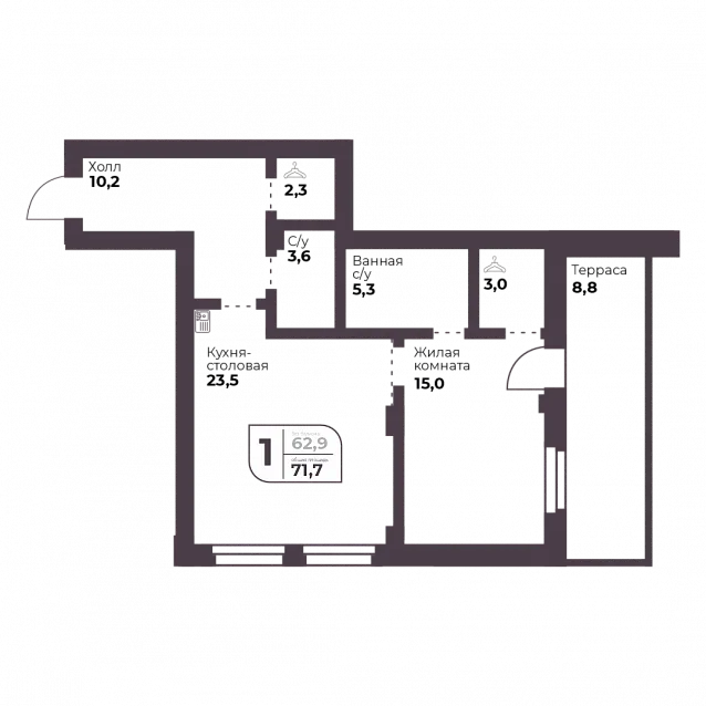 1-комнатная