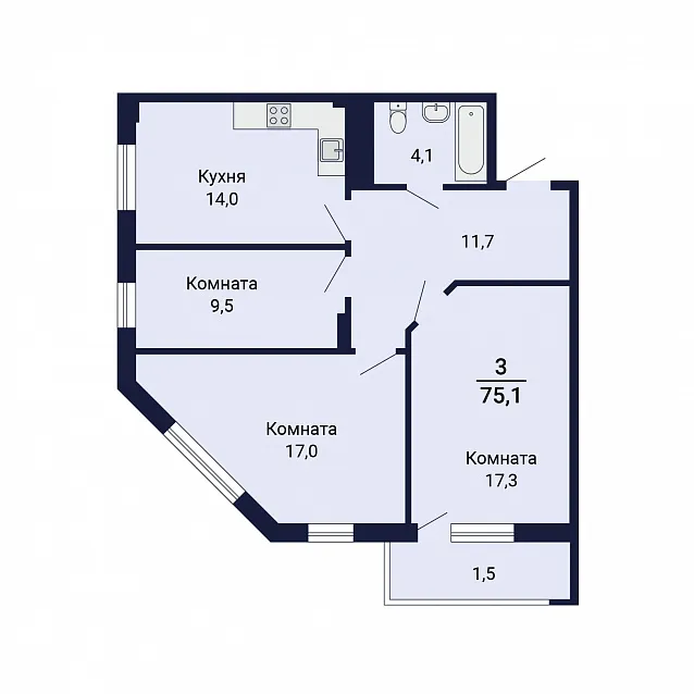 3-комнатная