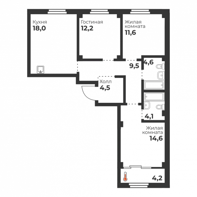 3-комнатная