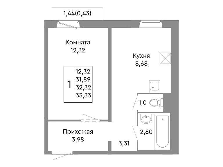 1-комнатная