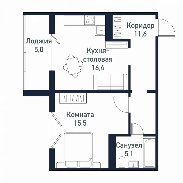1-комнатная