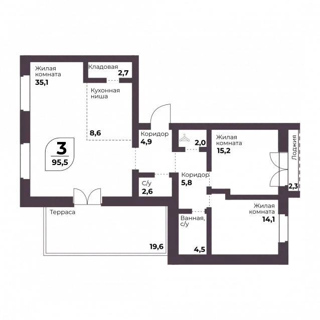 3-комнатная