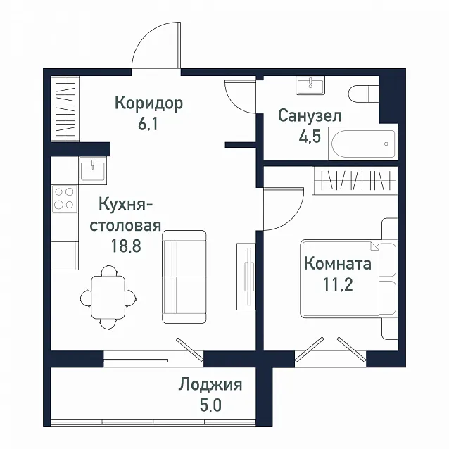 1-комнатная