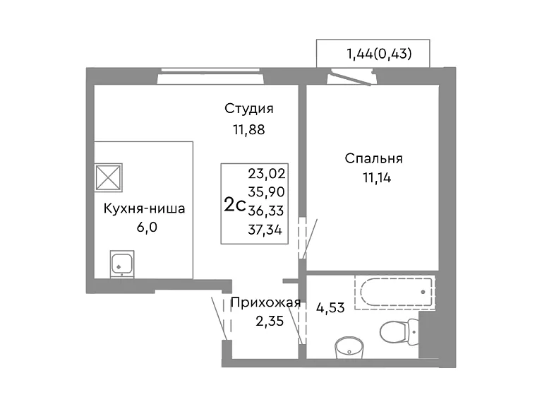 1-комнатная