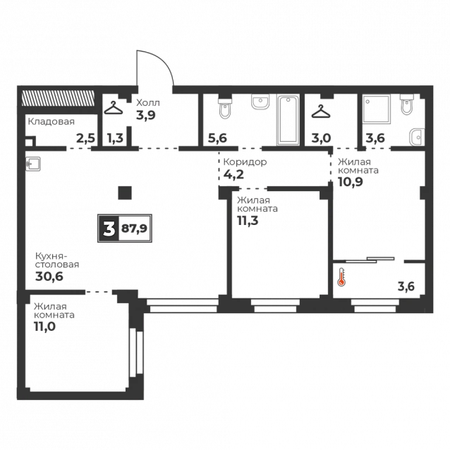 3-комнатная
